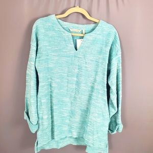 Soft Surroundings Sweetheart Pullover Dusty Turquoise, Size S(6/8), NWT